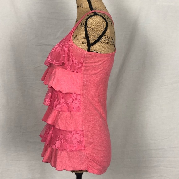 Zenana Outfitters Pink Lacy Racerback Tank top - Picture 6 of 7